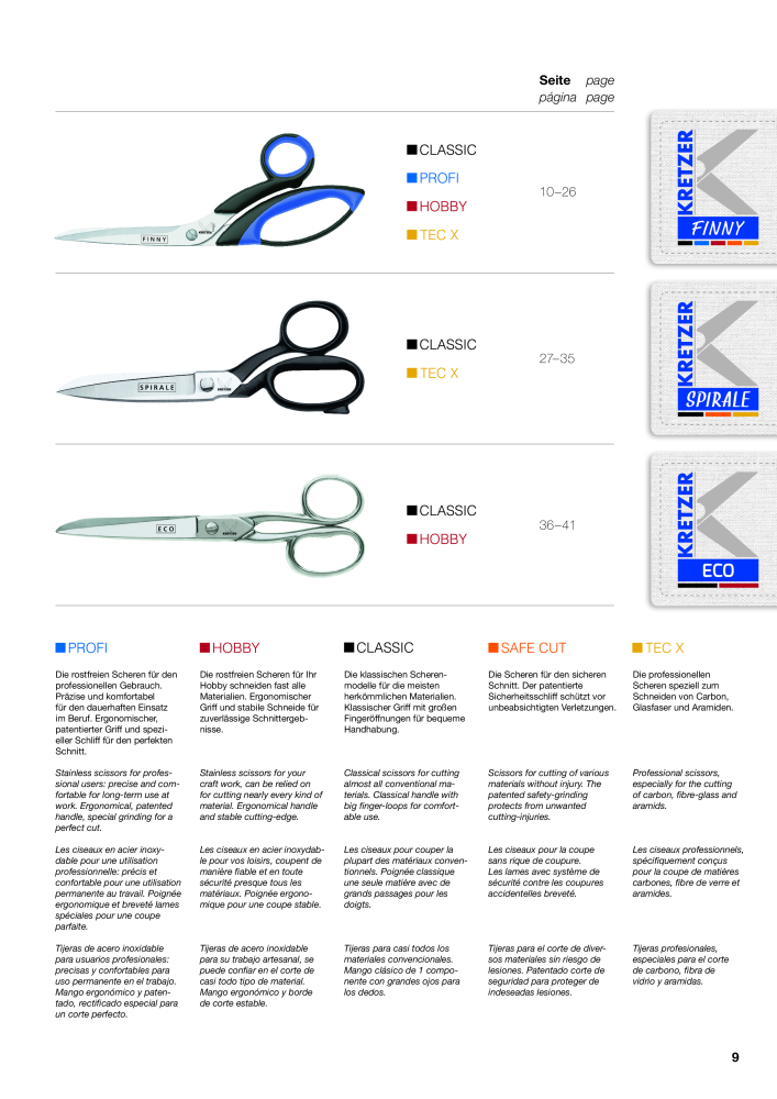 KRETZER - Katalog Scheren für Textilien Nb. : 20179 - Page 9