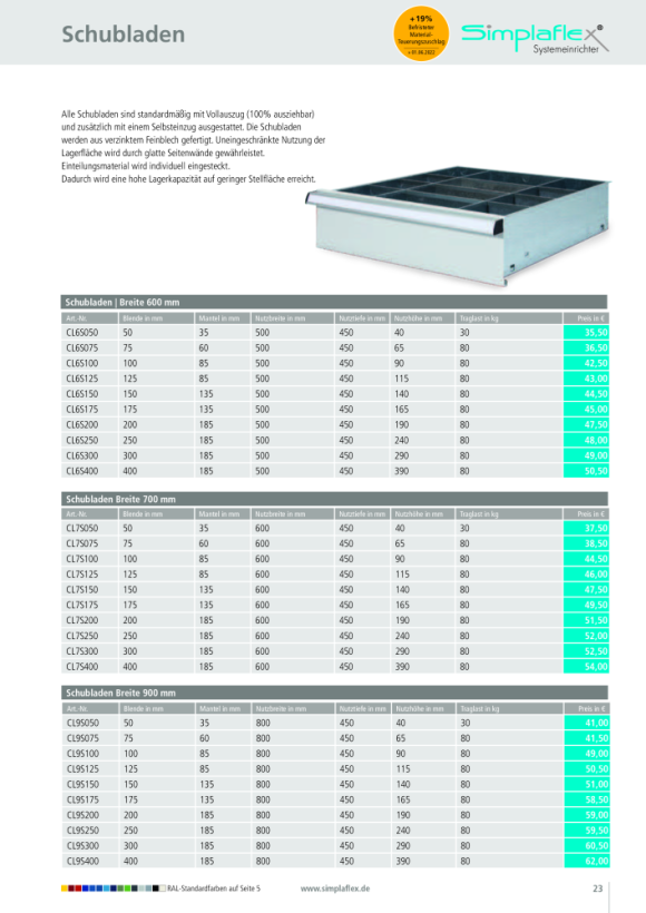 Simplaflex Schublade CL9S050