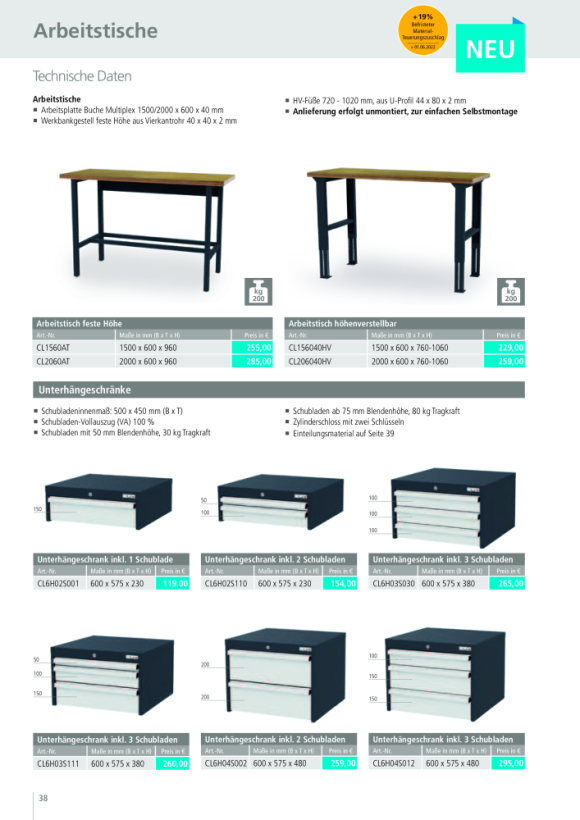 Simplaflex Arbeitstisch CL156040HV