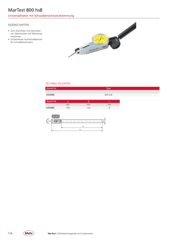 Mahr 800 hs8 universal holder, with clamp 4305886