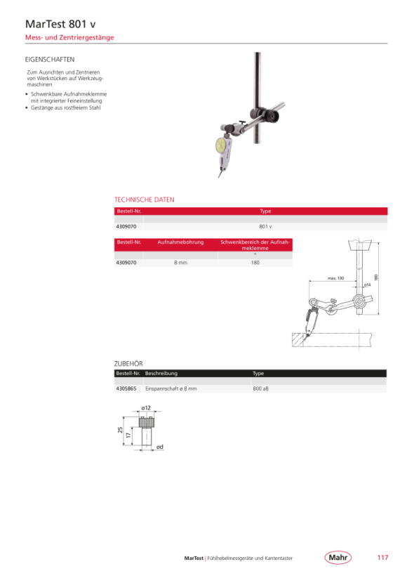 Mahr 800 hs8 universal holder, with clamp 4305886