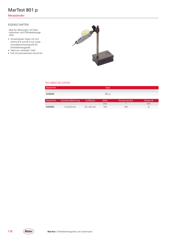 Mahr 800 b universal centering bracket, with dovetail clamp 4305893