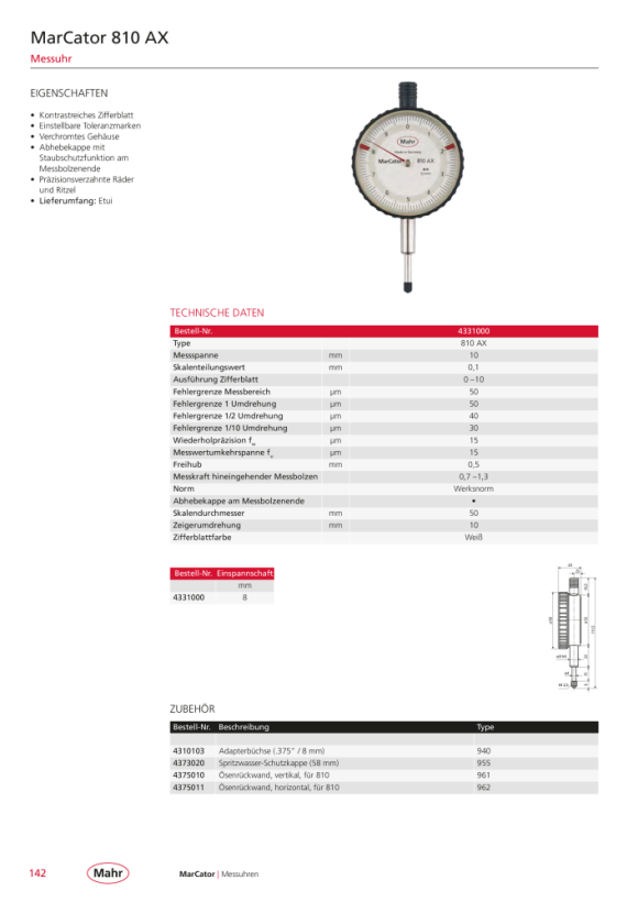 Mahr 961 Befestigungsöse für, Meßuhren 810 L und 810 V 4375010