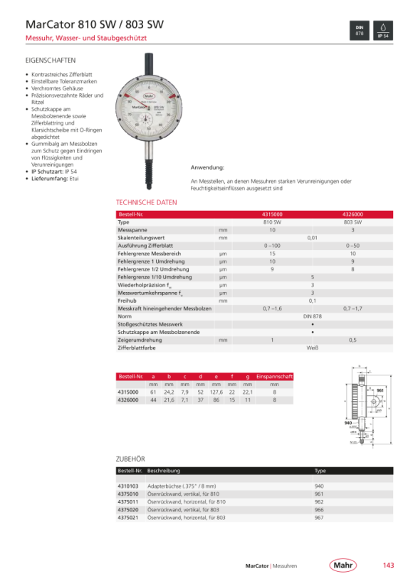 Mahr 961 Befestigungsöse für, Meßuhren 810 L und 810 V 4375010