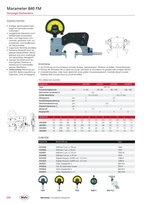 Mahr 840 FS Feinzeiger-Rachenlehre 100-150 mm im Etui m.K. 4455003