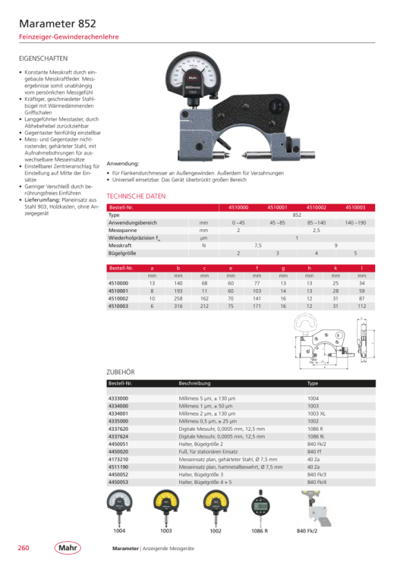 Mahr Schneide, P=5,0-7,0 mm 852-f M m.K. 4173705