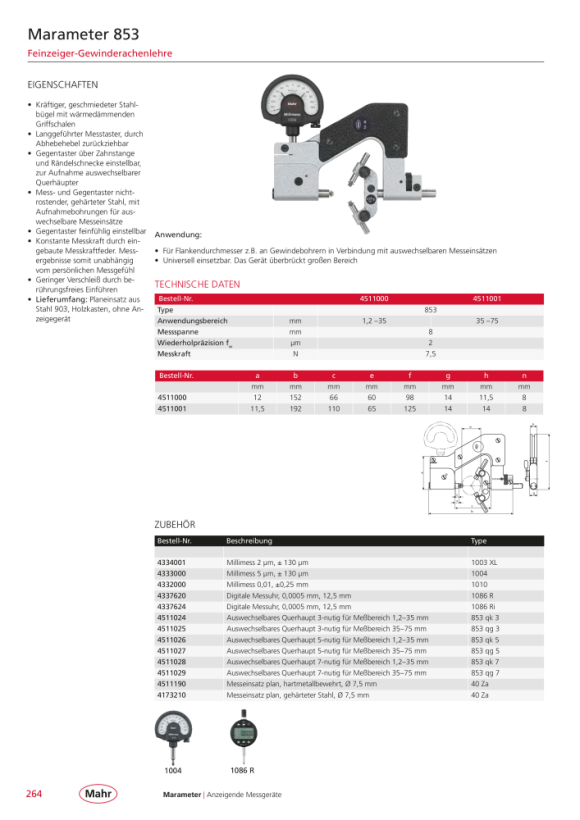 Mahr Kimme, P=18-14 Gg/1” 40Z-f 852-f 853-f W m.K. 4173046