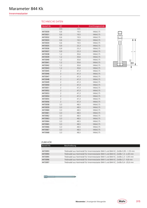 Mahr Sonda 844Kk, 3,55 - 3,95 mm 4473043