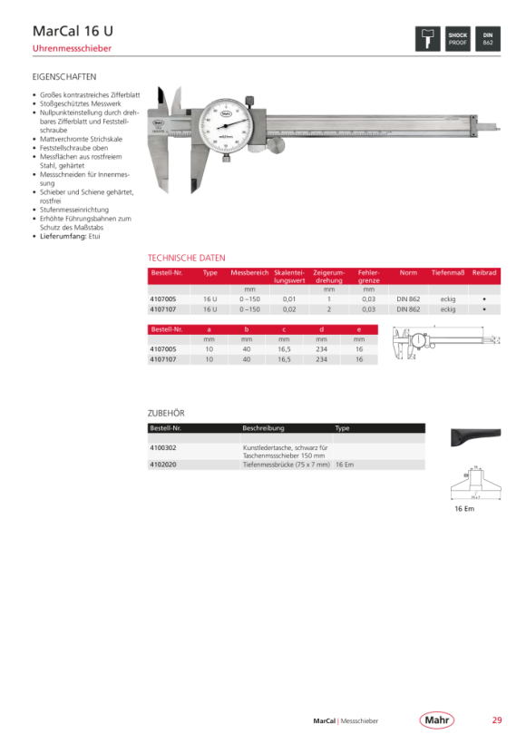 Mahr 16 ER Digitaler Messschieber 300 mm m.DA m.K. 4103020
