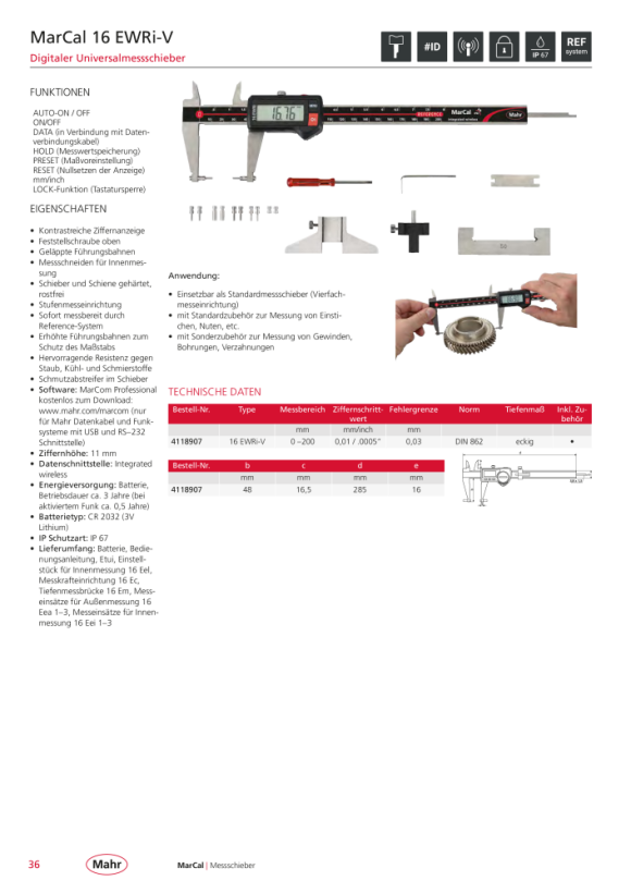 Mahr 16 Eei4 measuring insert from D=9mm, inside 4118816