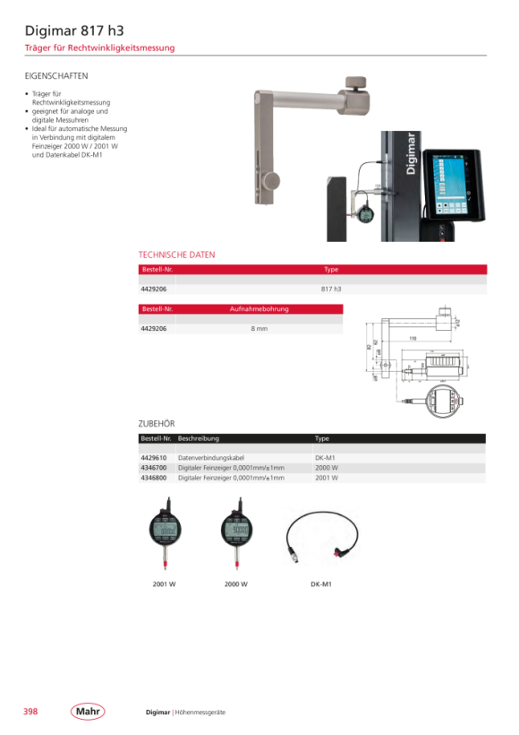 Mahr 817 h3 carrier for dial gauges, 817 CLM/Dial Gage Suppo. was standing 4429206