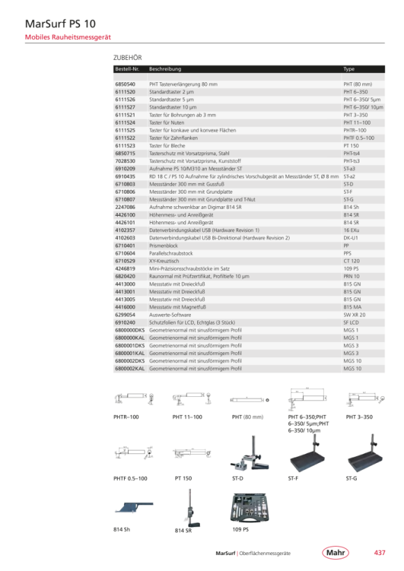 Mahr PHT 6-350/ 10, Taster 6111527