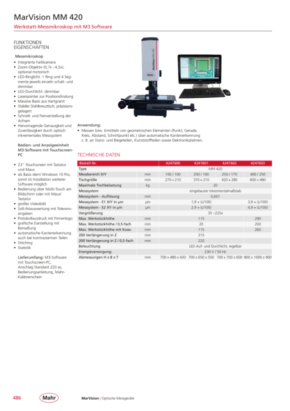 Mahr 320 zvm verlängerte Z-Achse, (350 mm) mit Messsystem 4246052