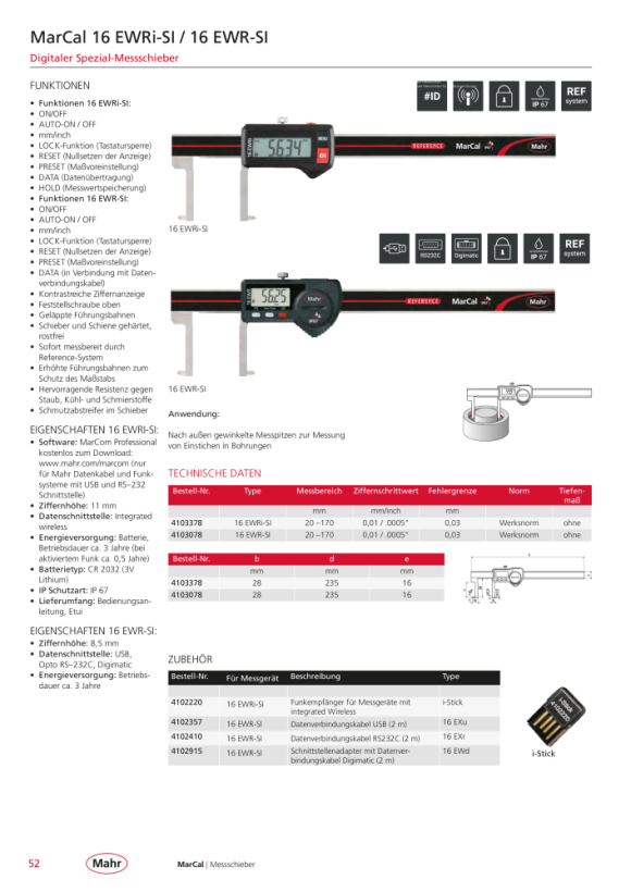 Mahr 16 EWRi-SI Digital Caliper 20-170 mm iwi w.c. 4103378