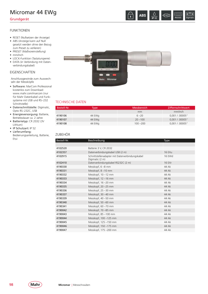 Mahr - Hauptkatalog NO.: 20198 - Page 102