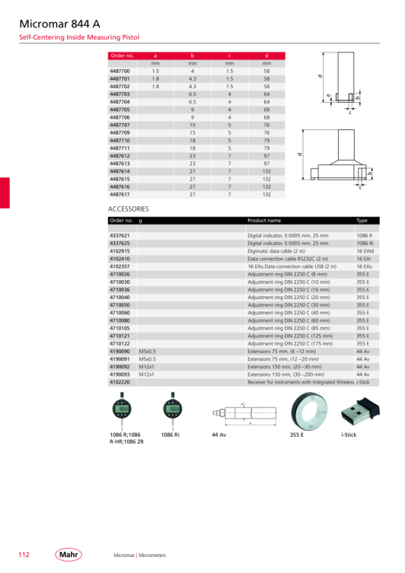 Mahr 844 AS Measuring Pistol Set 50-100 mm w.c. 4487753