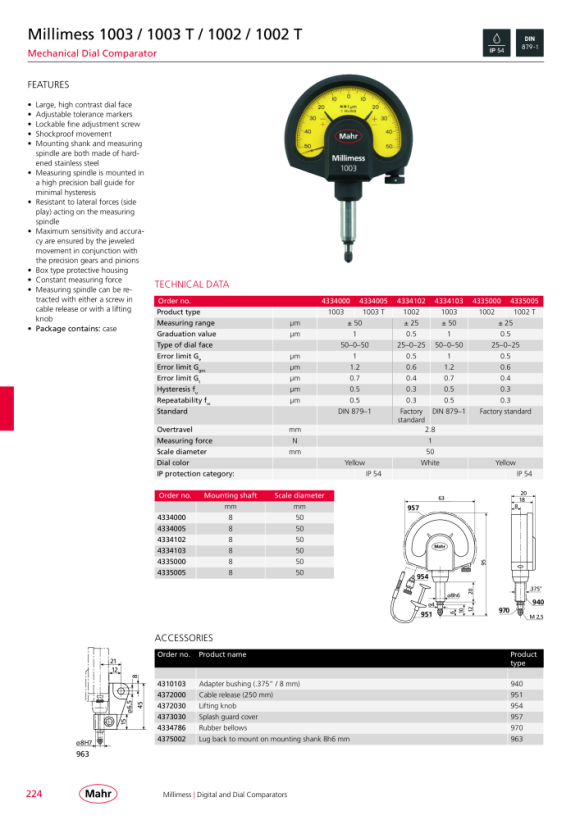 Mahr 970 fuelle de goma para 1003/803W, 0 4334786