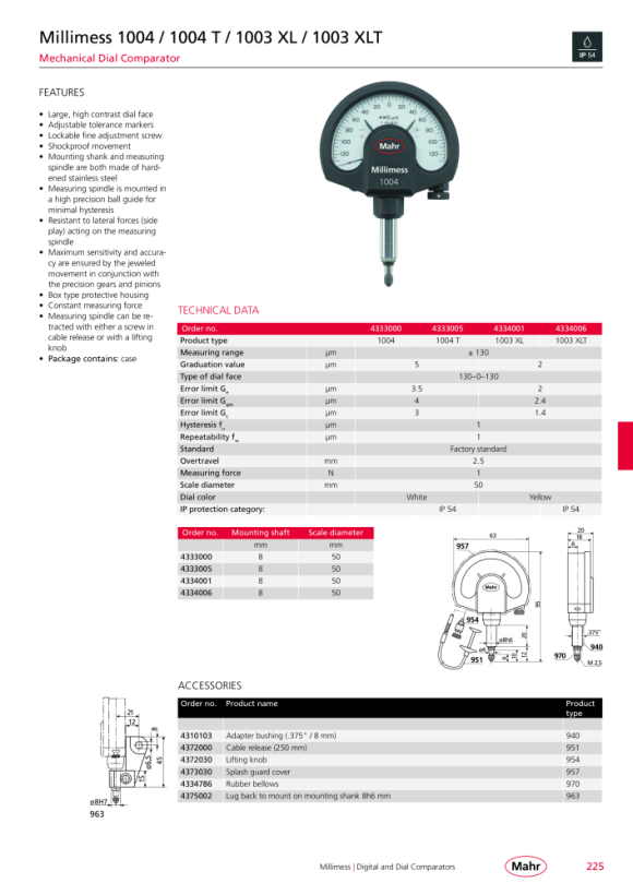 Mahr 970 fuelle de goma para 1003/803W, 0 4334786