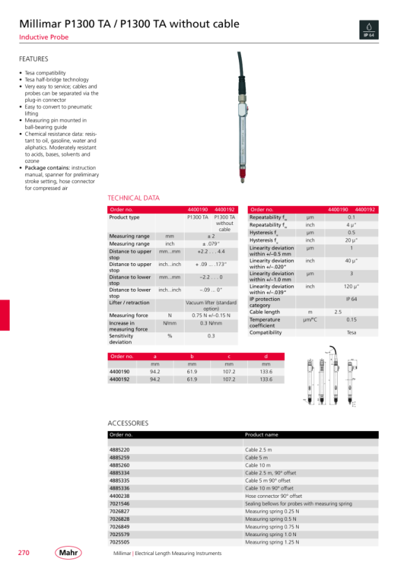 Mahr CABO 2,5 m, P1300 cpl./Cabo cpl. 4885220