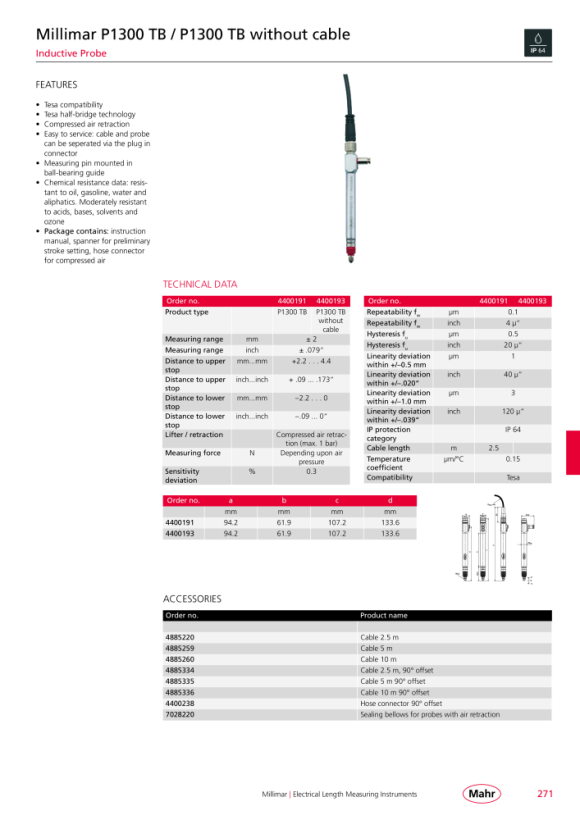 Mahr CABO 2,5 m, P1300 cpl./Cabo cpl. 4885220