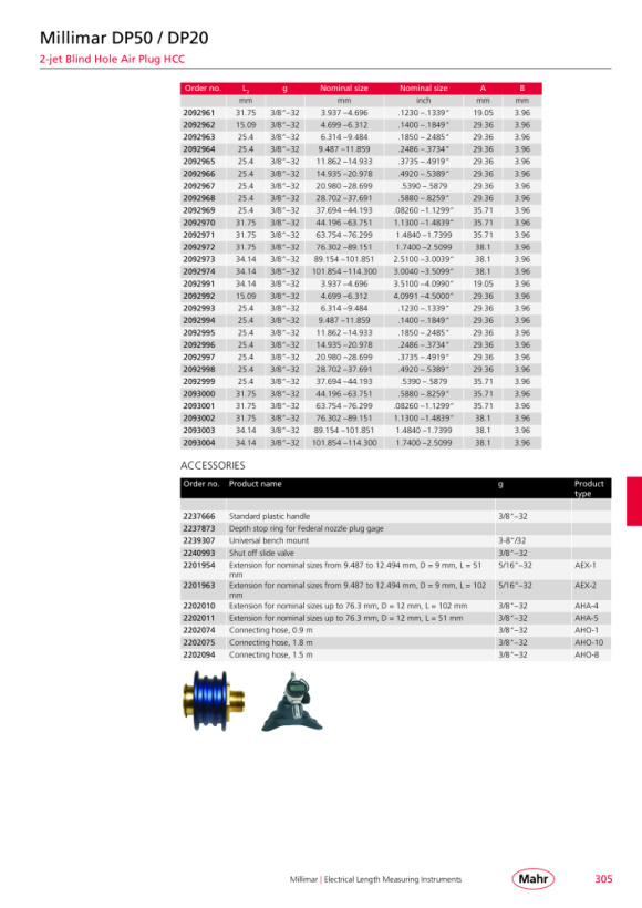 Mahr Extension L=4 /102, thread 3/8-32 2202010