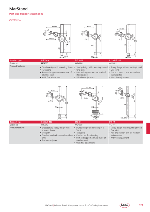 Mahr 815 MF Suporte para junta de medição 3D, raio de ação 287 mm 4420387