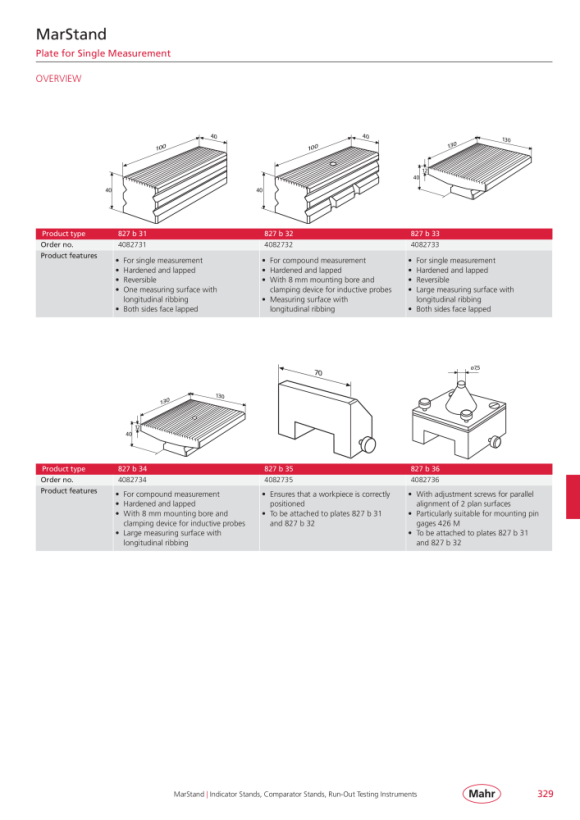 Mahr 827 b 5 pés de mesa de medição, com coluna 4082705