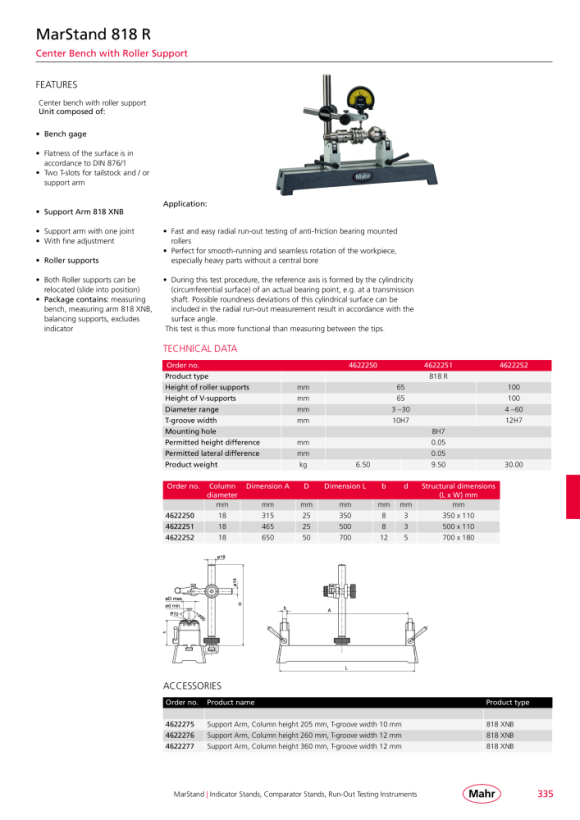 Mahr 818 XNB measuring rod 18x260 mm, for center height 100 mm 4622276