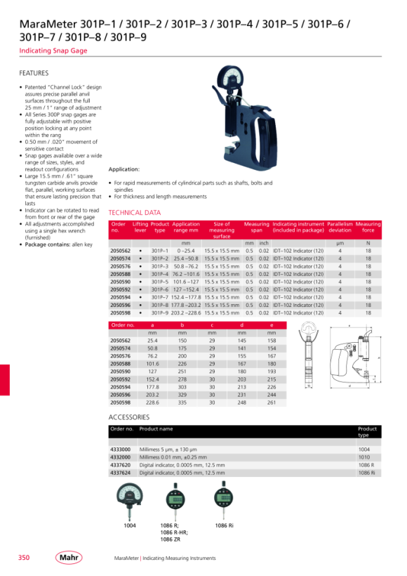 Mahr 840 F Indicating snap gage 50-100 mm/2 - 4” in case w.c. 4450002