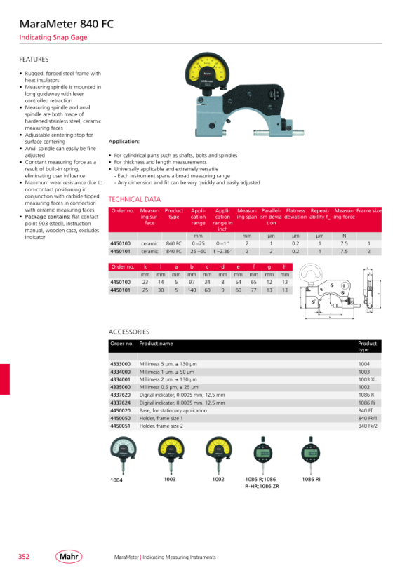 Mahr 840 FC puntero de precisión calibre a presión 0-25 mm en estuche mK 4450100