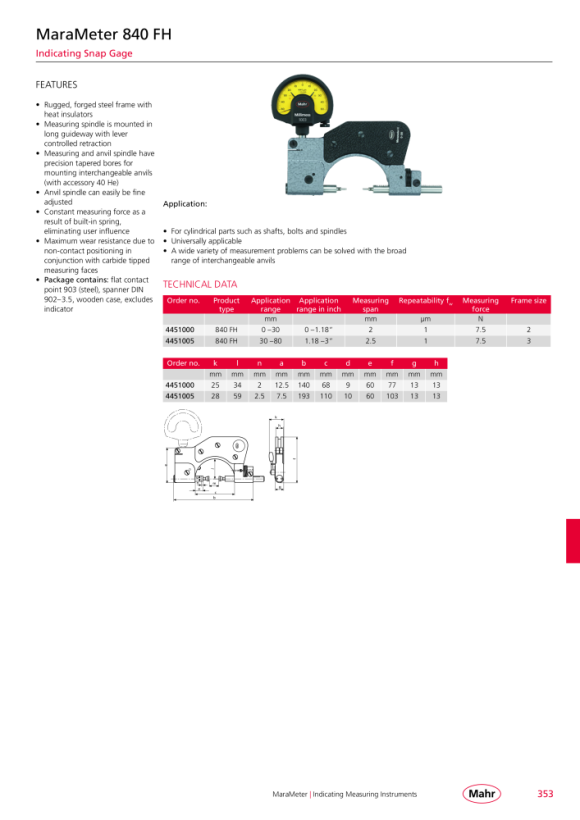 Mahr 840 FC puntero de precisión calibre a presión 0-25 mm en estuche mK 4450100