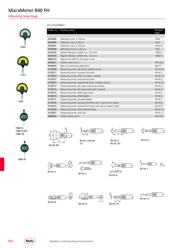 Mahr 40 He 2 insertos de medição planos, D=2 mm 4152012