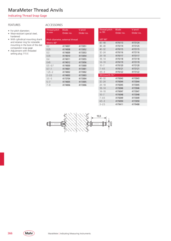 Mahr Rear sight, P=0.25 mm, 853-f M 4173052