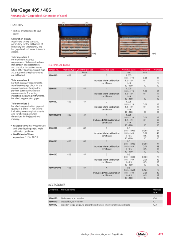 Mahr 404/K Gage Block Set 46 pcs., Steel w.DC 4800003DKS