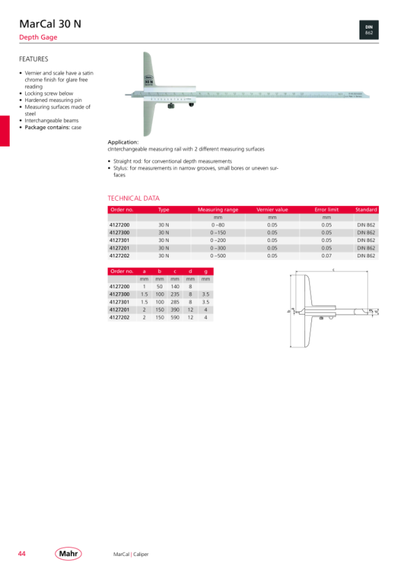 Mahr 30 EWRi-D medidor de profundidad digital Gancho doble de 300 mm con radio mK 4126534