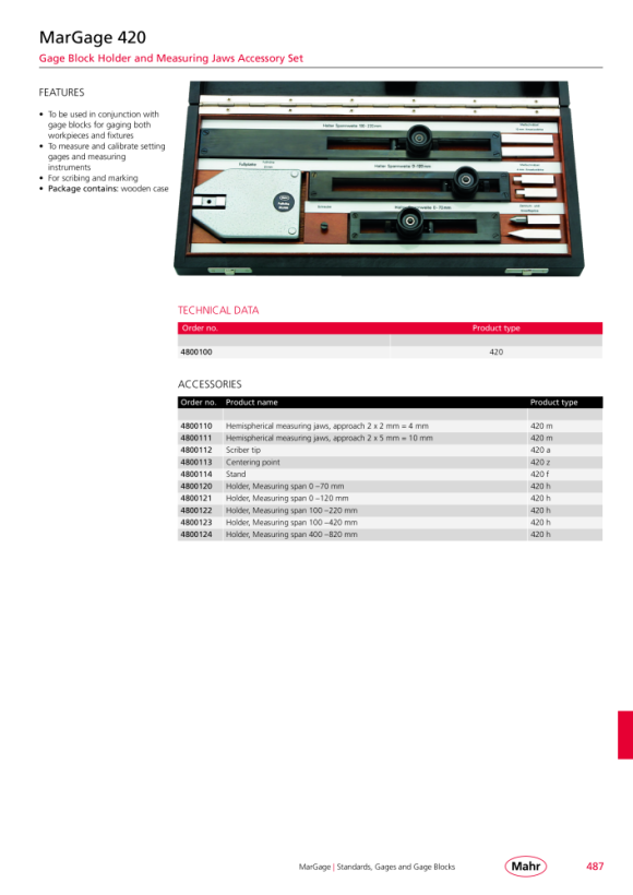 Mahr 417 C/2 bloque patrón Gen. 2 10,00 mm de cerámica mK 4804490