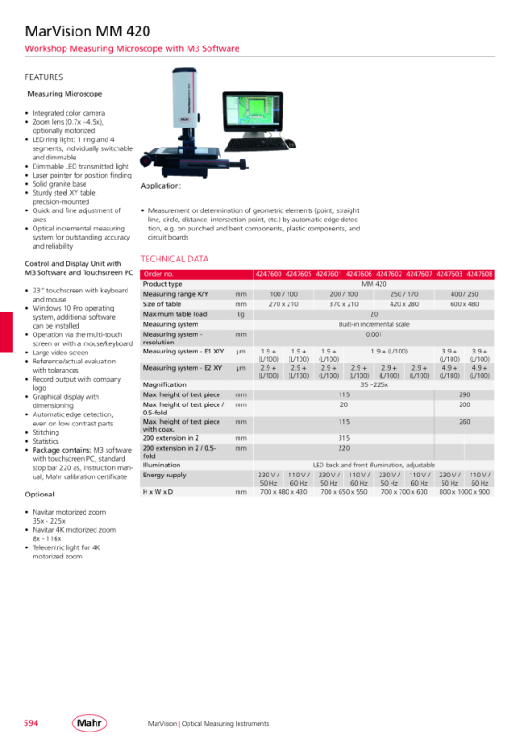 Mahr 320 cm measuring system in Z-axis, 150mm travel 4246050