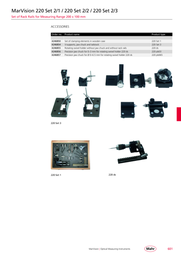 Mahr 220 Set 1 - Set of clamping elements, in a wooden box 4246850