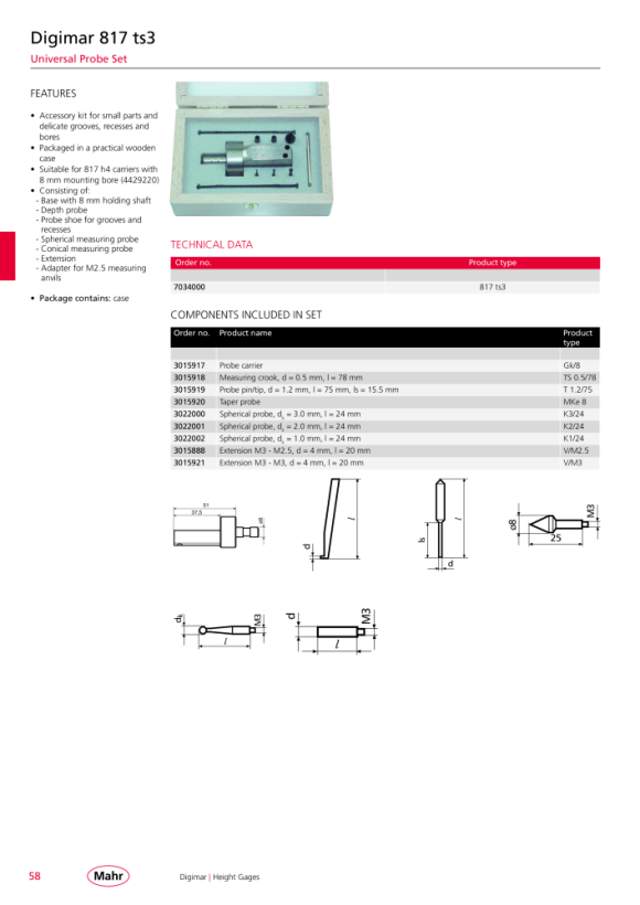 Mahr Stylus 1.2 / 75 / d = 4, eixo de aço 3015919