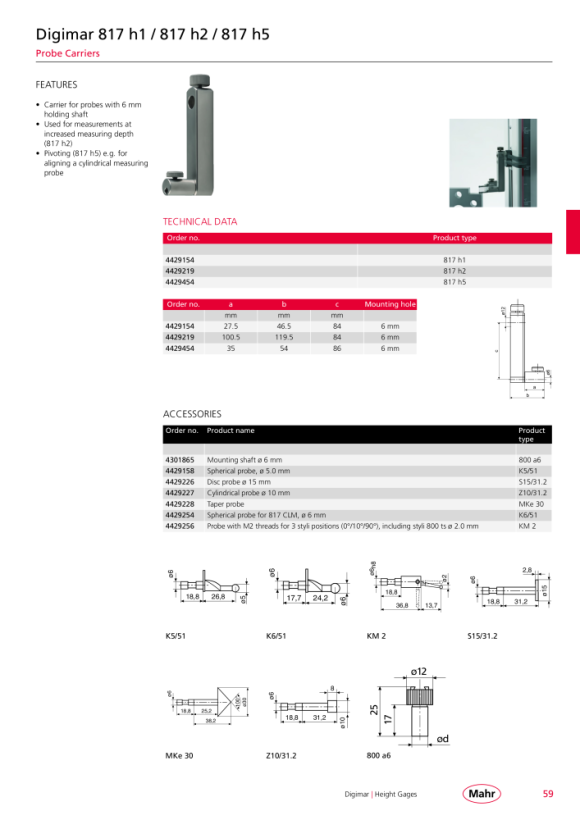 Mahr Stylus 1.2 / 75 / d = 4, eixo de aço 3015919