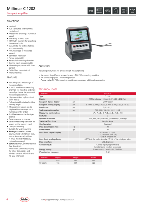 Mahr Millimar N 1701 PF-10000, módulo para 1 pneum. equipamento de medição 5331157