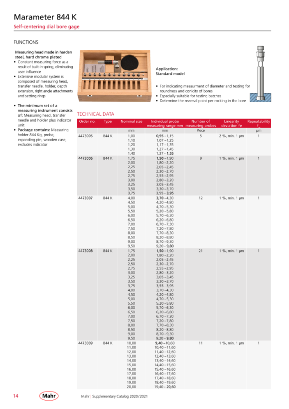 Mahr 844 K Dial Bore Gauge 1,50 - 3,95 mm, in case w.C. 4473006