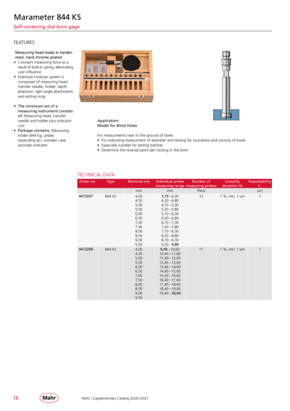 Mahr 844 KS dispositivo de medición interna 3,70 - 9,80 mm en maletín mK 4473207