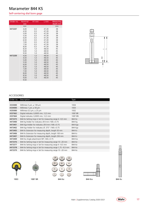 Mahr 844 KS dispositivo de medición interna 3,70 - 9,80 mm en maletín mK 4473207