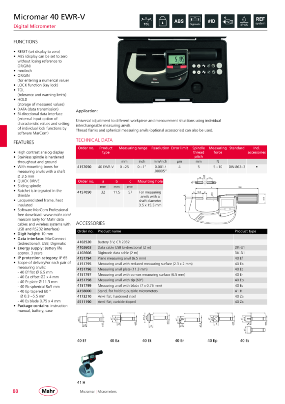 Mahr 40 EWRi-V [17] Dig. Micrometer 75-100 mm ,w. C. 4157148