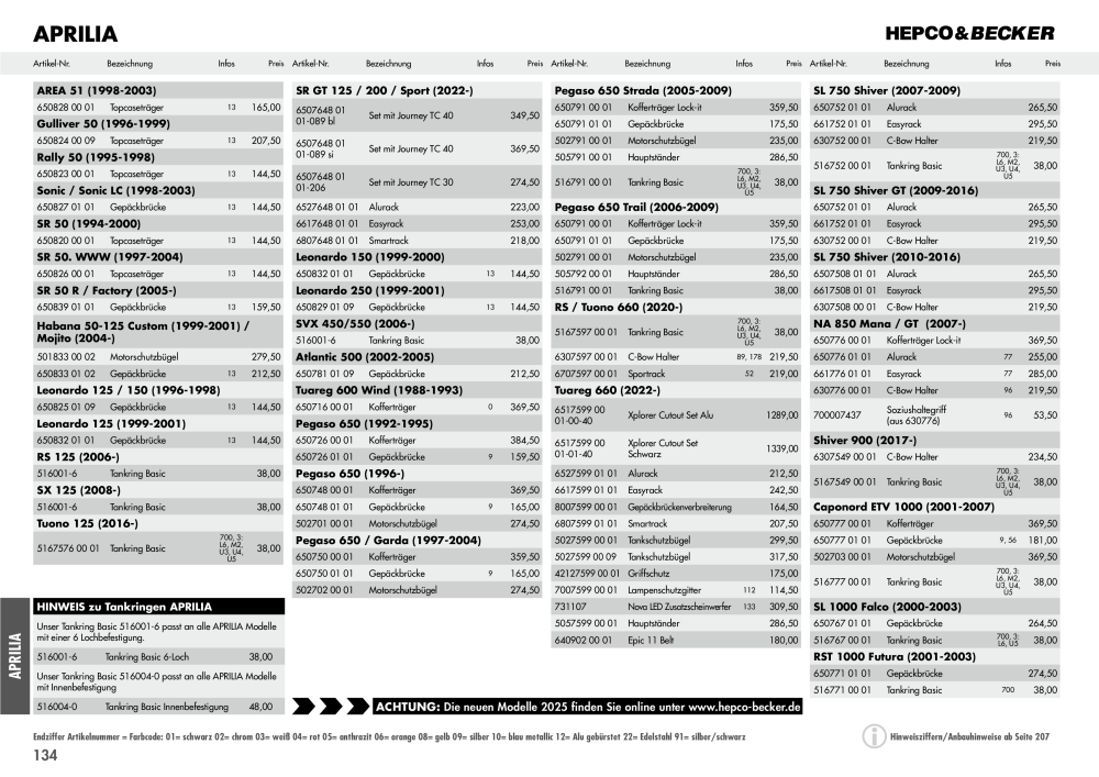 Hepco & Becker Hauptkatalog Č. 20210 - Strana 134