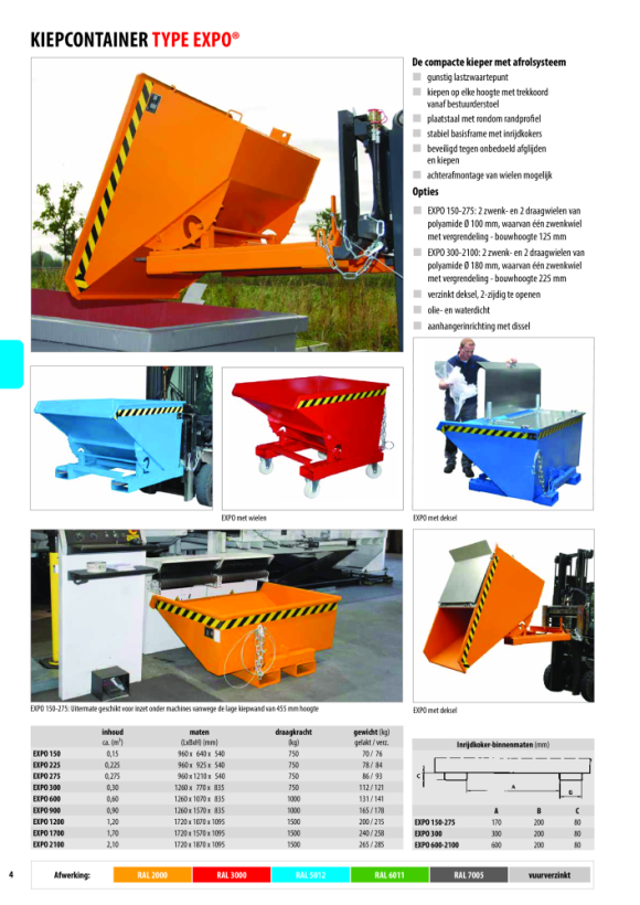 BAUER EXPO 600 kipcontainer, gelakt RAL 6011 Resedagroen 4498-02-0000-4