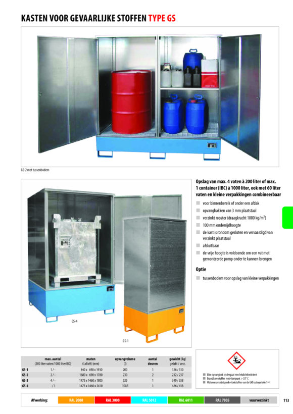 BAUER Magazijn voor gevaarlijke stoffen GD-N/R 2, verzinkt en extra gelakt, RAL 6011 Resedagroen 4416-21-0000-74