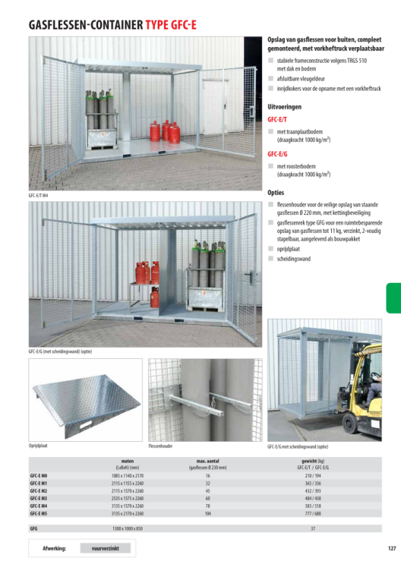 BAUER Gasflescontainer GFC-B M1, gelakt, RAL 3000 vuurrood 4477-31-0000-2