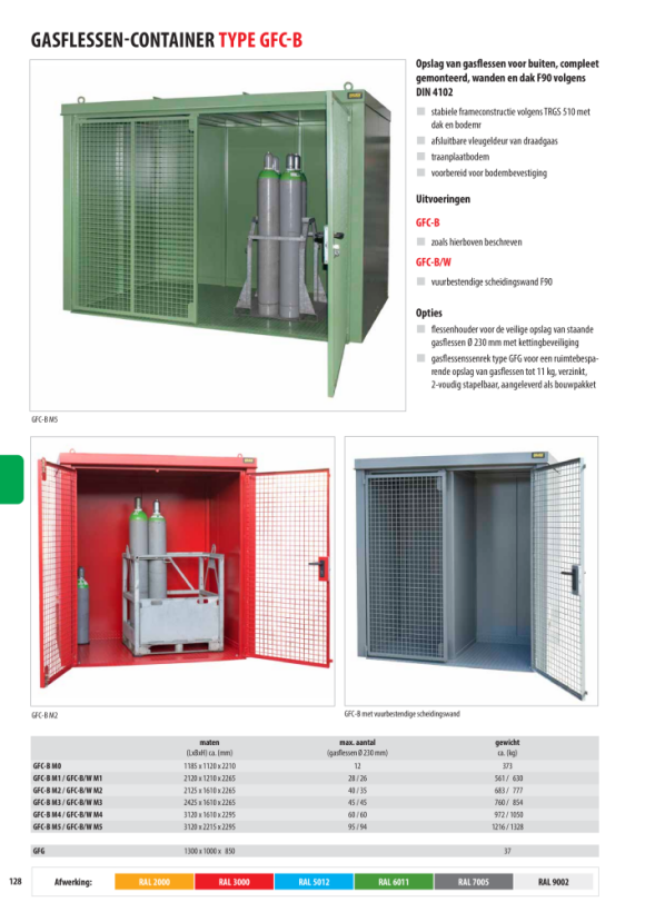 BAUER Gasflescontainer GFC-B/W M3, gelakt, RAL 2000 geeloranje 4477-33-1000-1